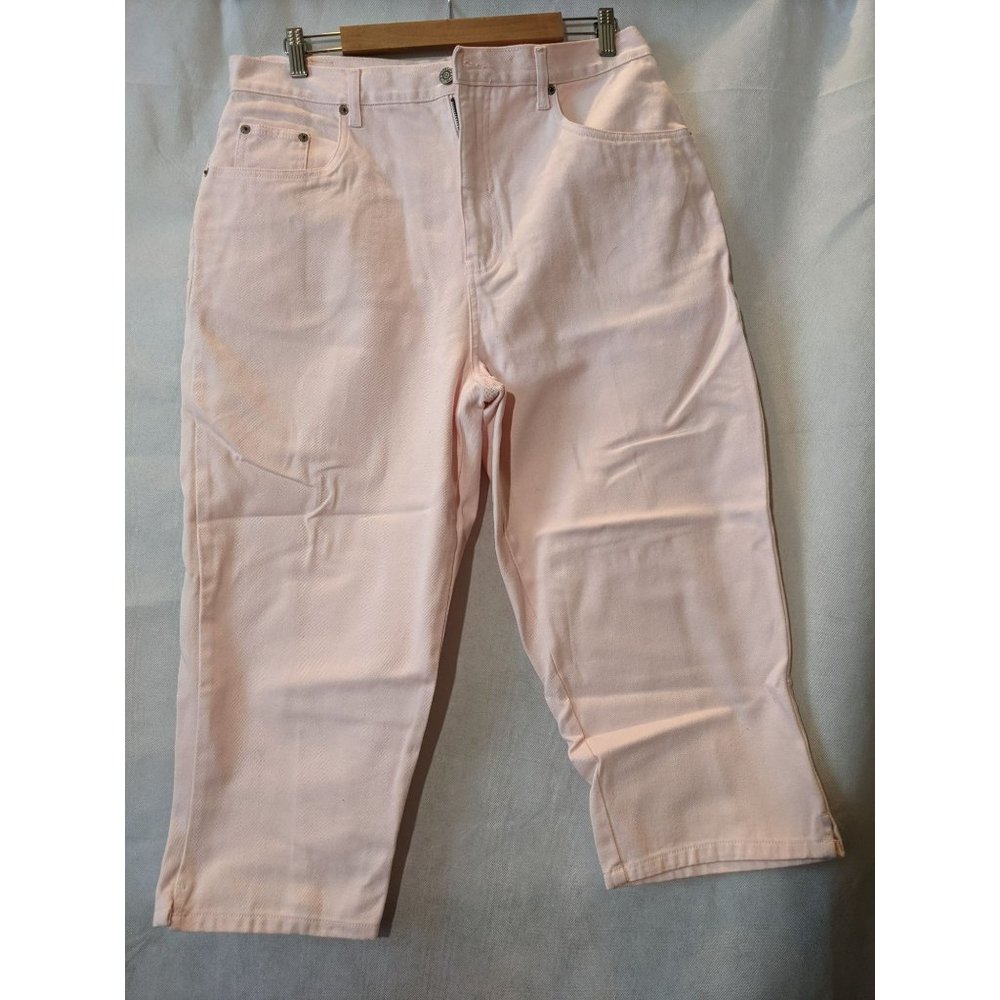 Halston Jeanswear Light Pink 100% Cotton Cropped Jeans Size 16